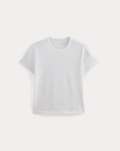 Alternative view of The Box-Cut Tee in Cotton Linen | White