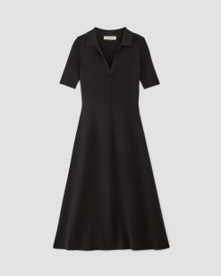Alternative view of The Viscose Knit Polo Midi Dress | Black