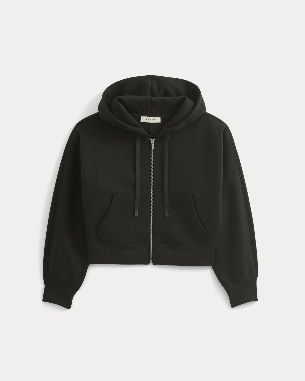 Luxe Fleece Full-Zip Cropped Hoodie | Black - Image 2