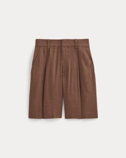Alternative view of The Pleated Short in Stretch Linen | Cedarwood