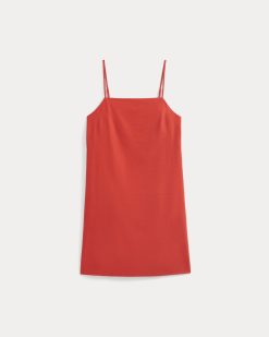 Alternative view of Mini Shift Dress in Stretch Linen | Fiery Red