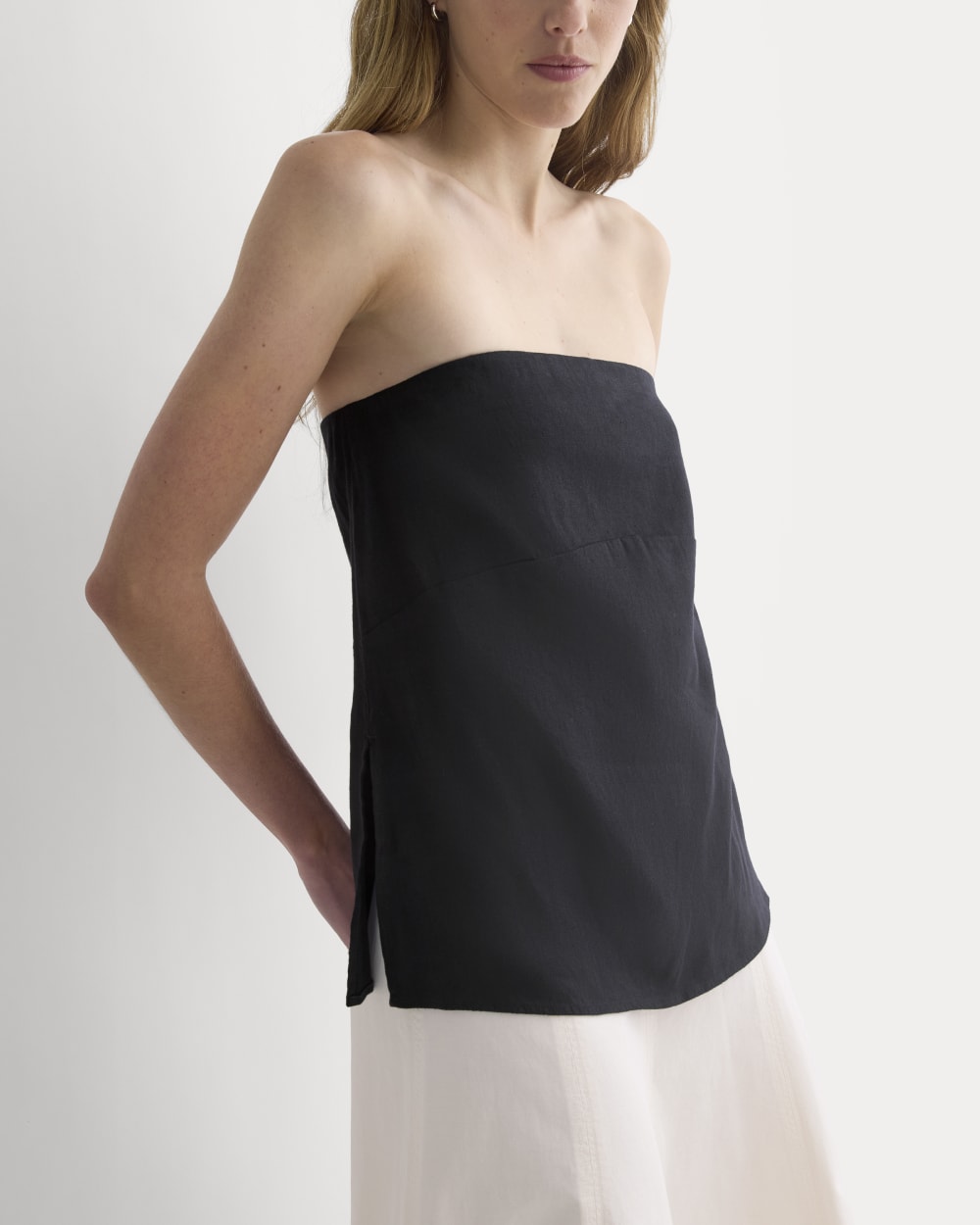 Tube Top in Stretch Linen | Black