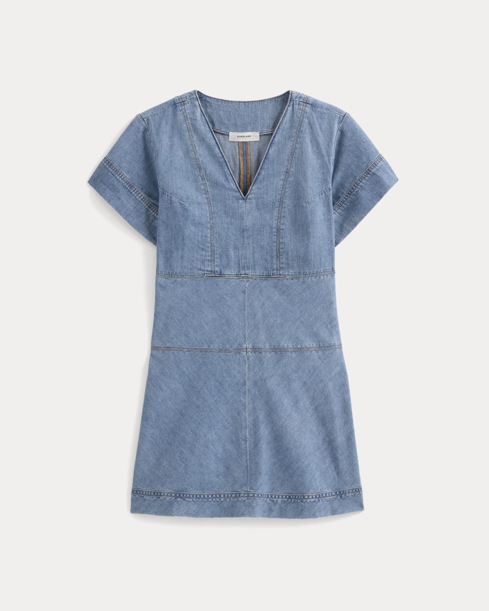 Denim Short-Sleeve Dress | Light Indigo - Image 2