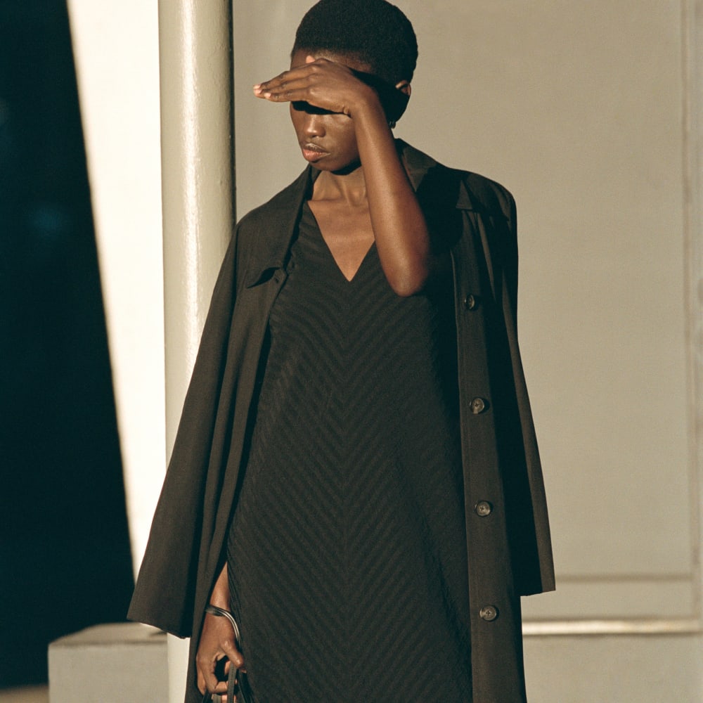 The City Stripe Midi Dress | Black - Image 7