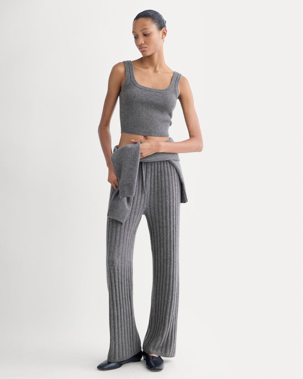 Cashmere Cropped Tank | Heather Charcoal - Image 4