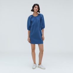 Alternative view of The Seersucker Puff Sleeve Dress | Deep Blue