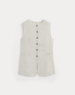 Alternative view of Long Vest in Stretch Linen | Birch