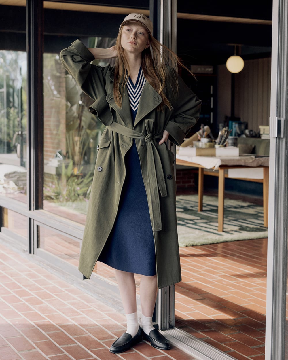 Drapey Twill Trench | Olive Night - Image 7