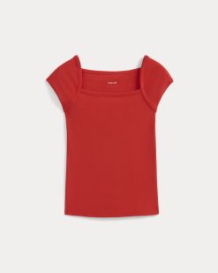 Alternative view of RetroSoft Cotton Square-Neck Tee | Fiery Red