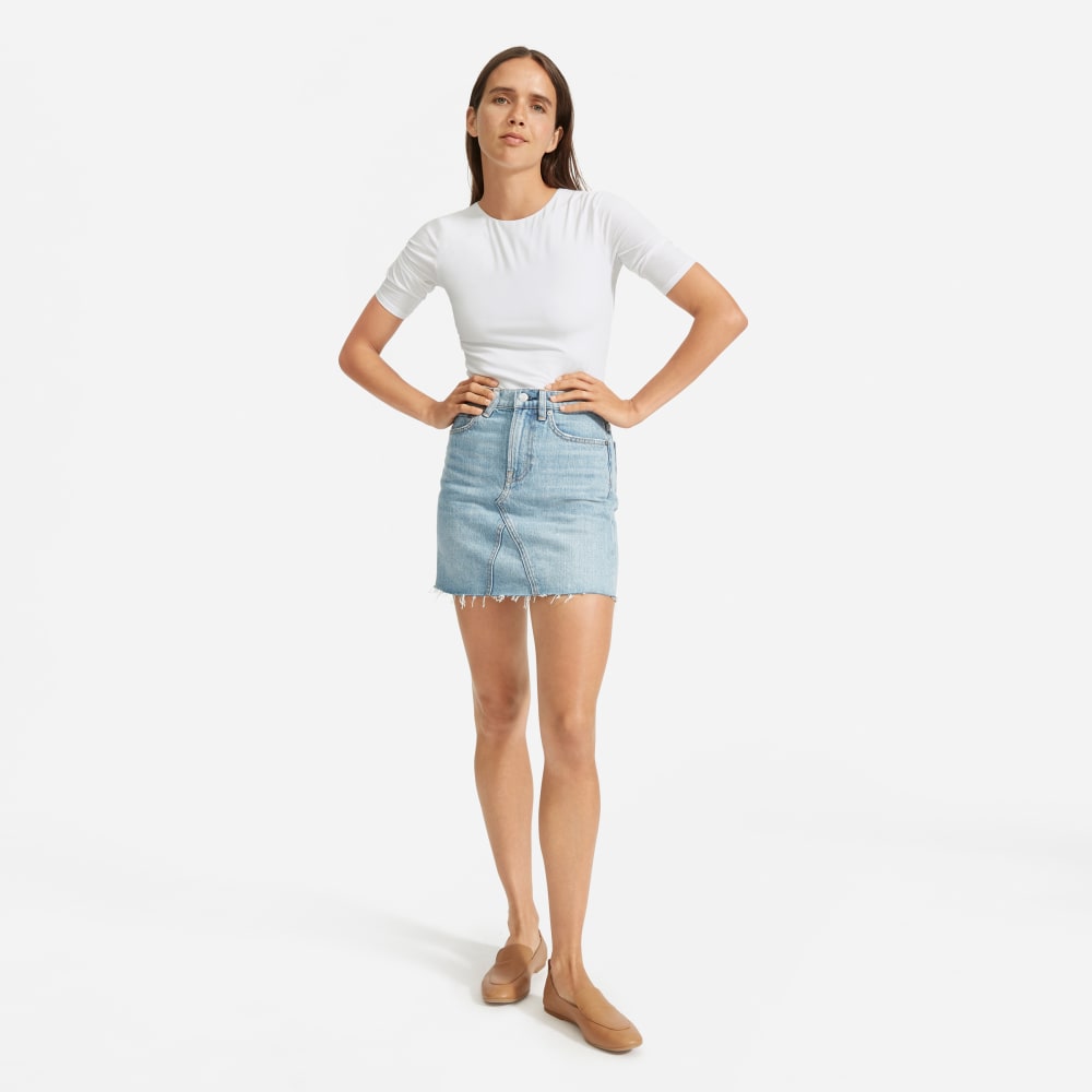 The Short-Sleeve Crew Neck Bodysuit | White | Bikini