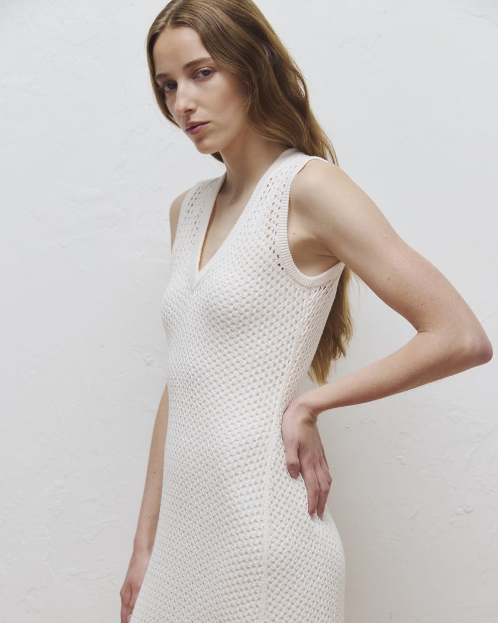 Lace Knit Maxi Sweater Dress | Bone - Image 7