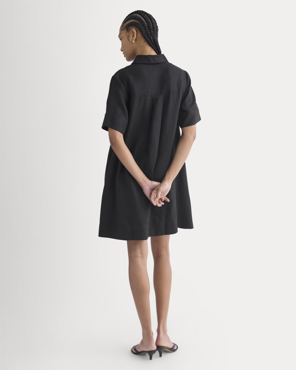Mini Popover Shirtdress in Linen | Black - Image 7