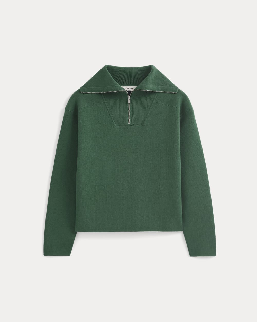 Double Knit Half-Zip in Cotton Merino | Hunter Green - Image 2