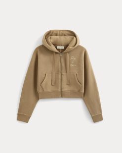 Alternative view of Everlane x The Laufey Foundation Cropped Full-Zip Hoodie | Weathered Clay