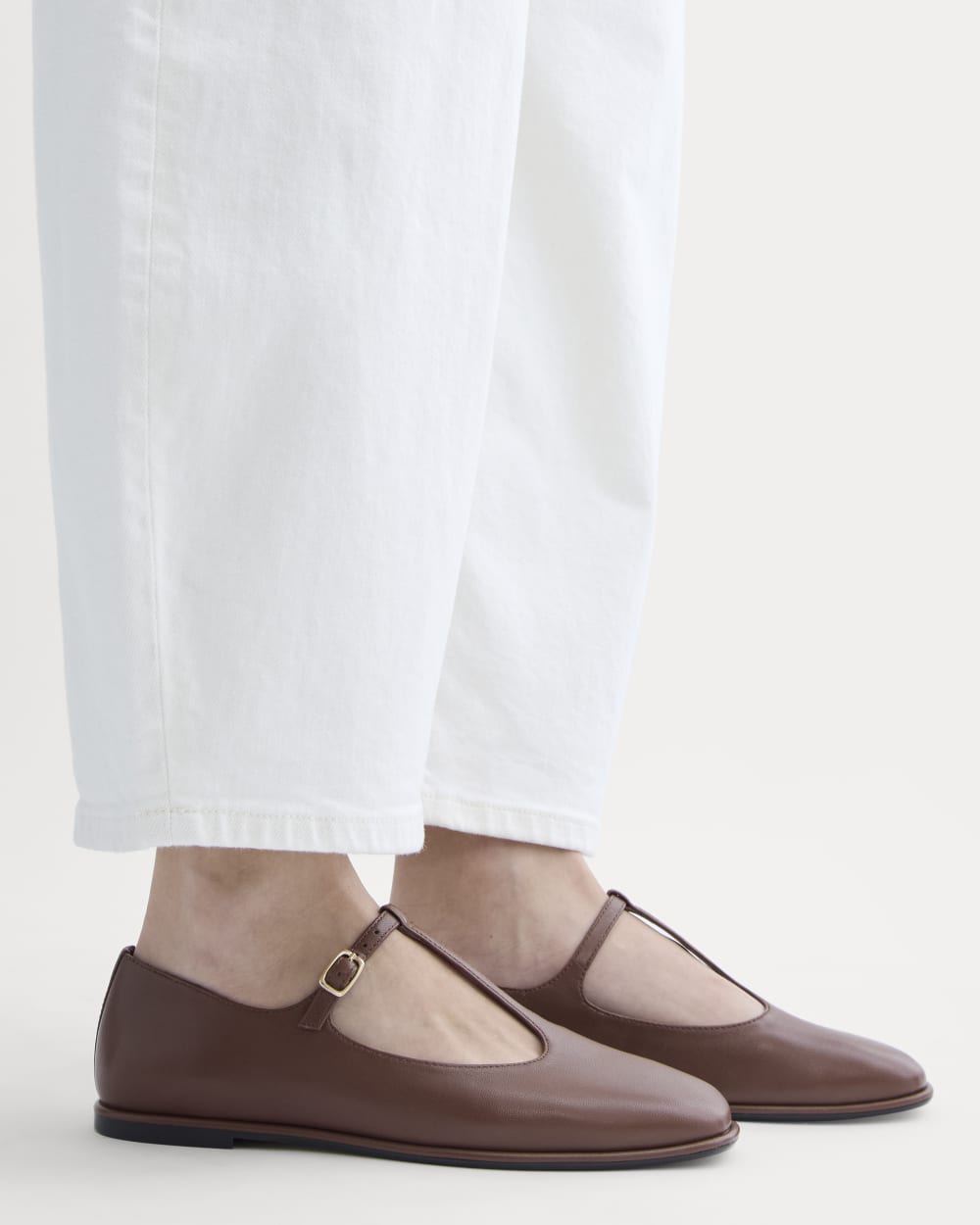 The Leather T-Strap Flat | Rum - Image 5