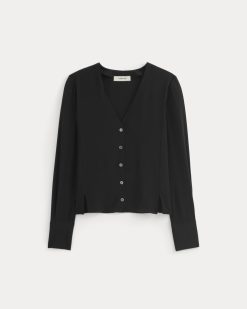 Alternative view of The V-Neck Blouse in Washable Silk | Black