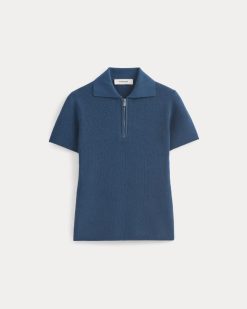 Alternative view of Knit Quarter-Zip Polo | Estate Blue