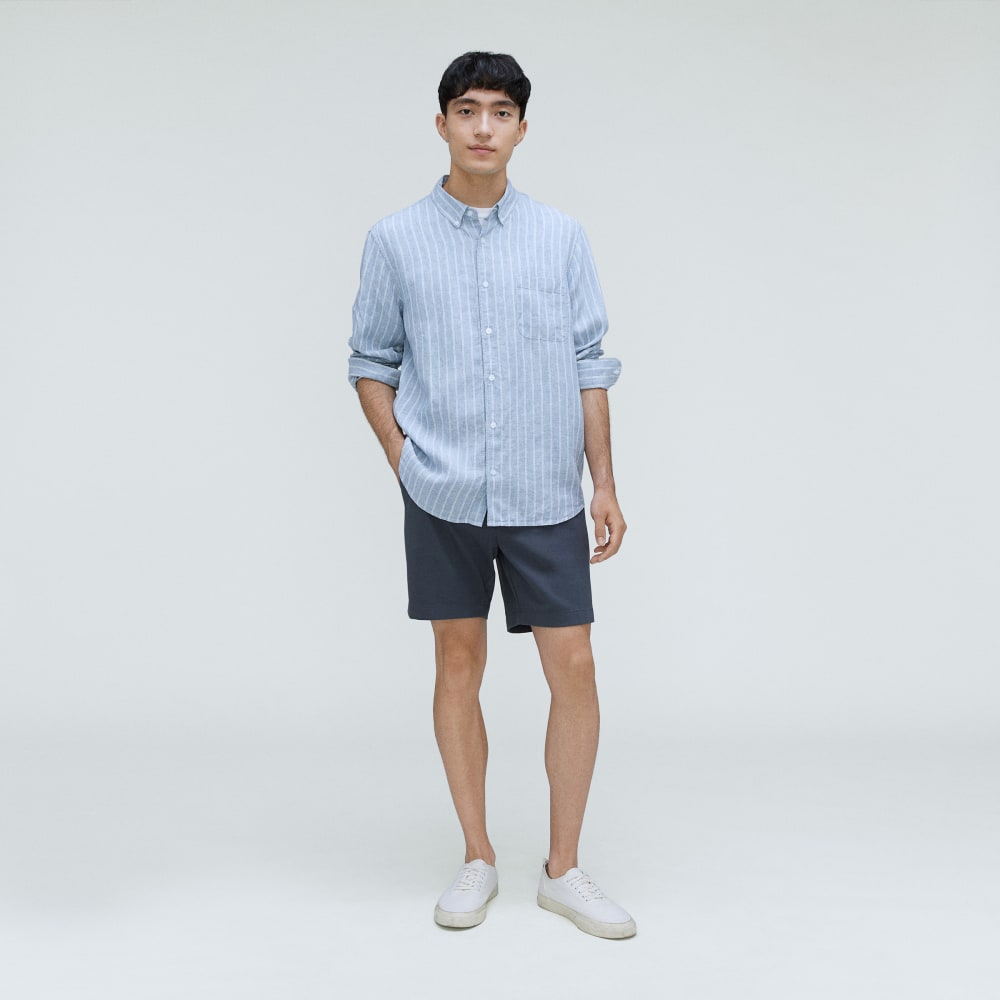 The Classic Shirt in Linen | White / Blue - Image 4