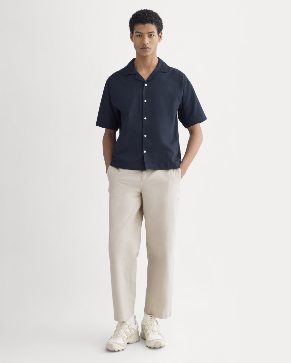 Cropped Resort Shirt | Navy - Image 3