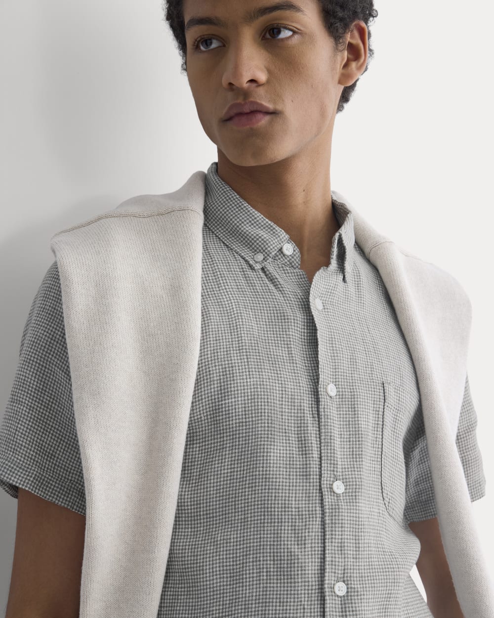 The Classic Short-Sleeve Shirt in Linen | Agave / Bone - Image 3