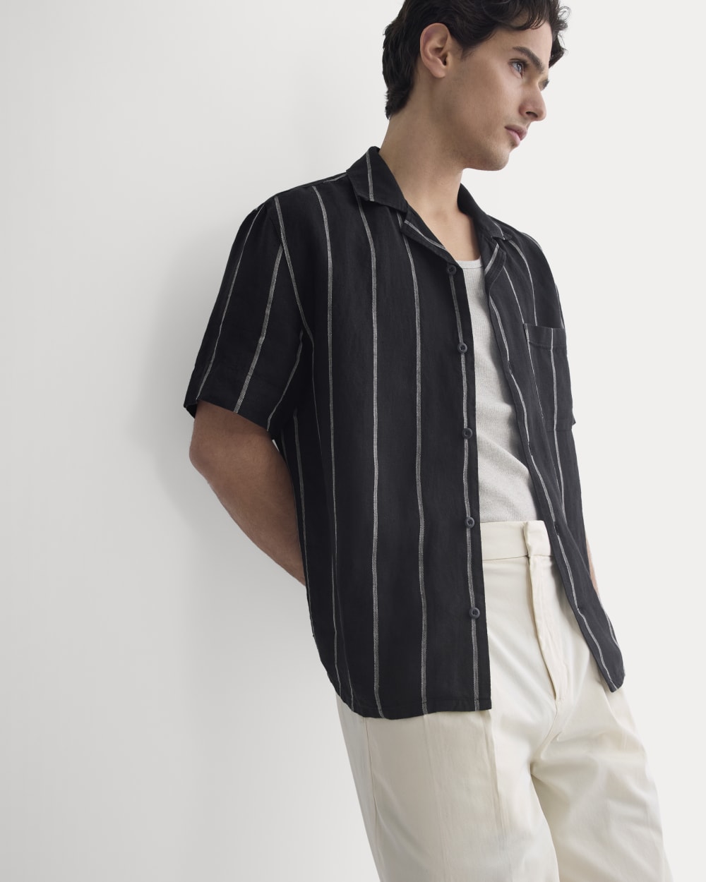 Linen Resort Shirt | Black / Bone - Image 4