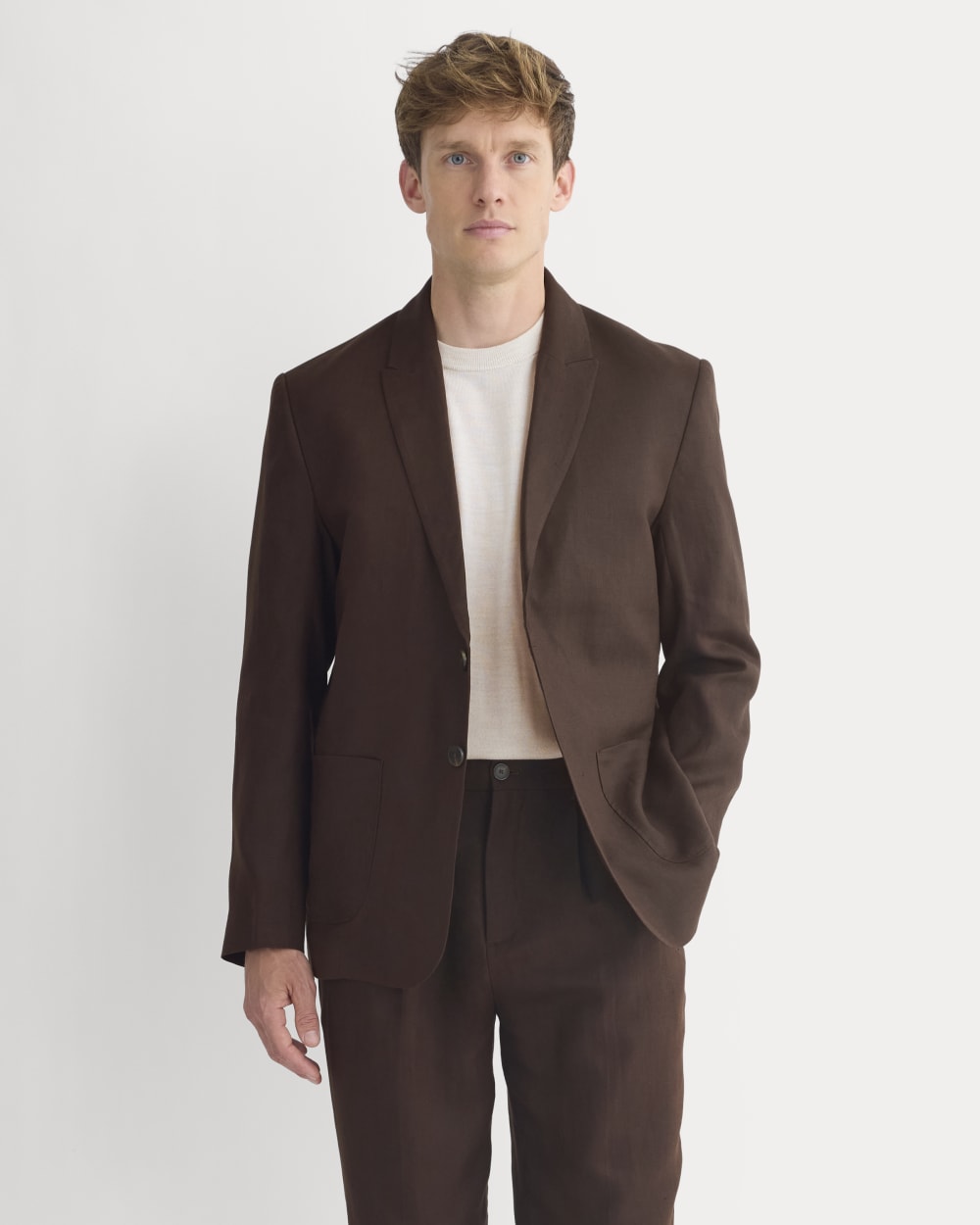 Soyeux Linen Blazer | Dark Brown