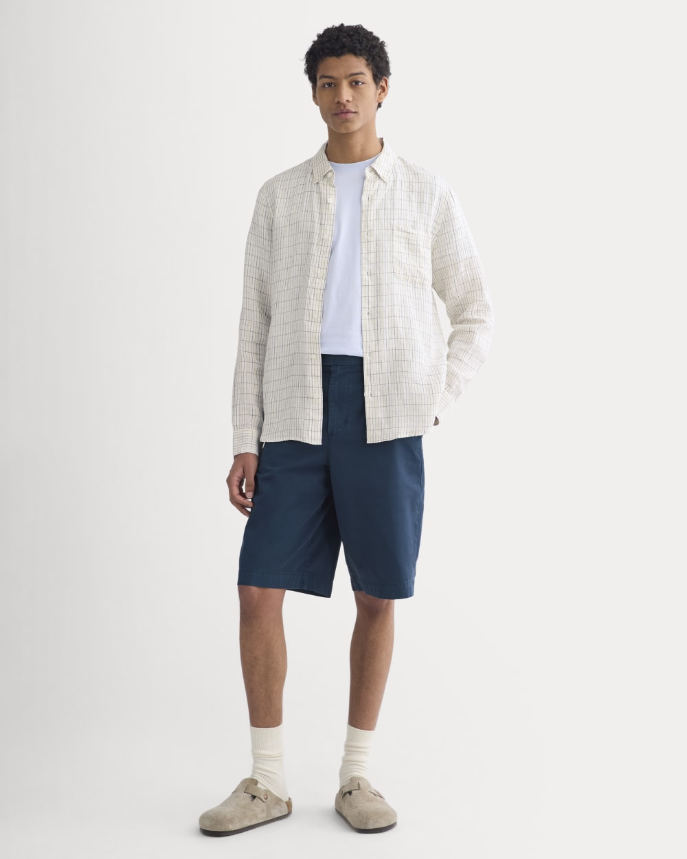The Classic Shirt in Linen | Bone Plaid - Image 3