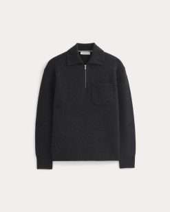 Alternative view of Luxe Merino Quarter-Zip Pullover | Heathered Black