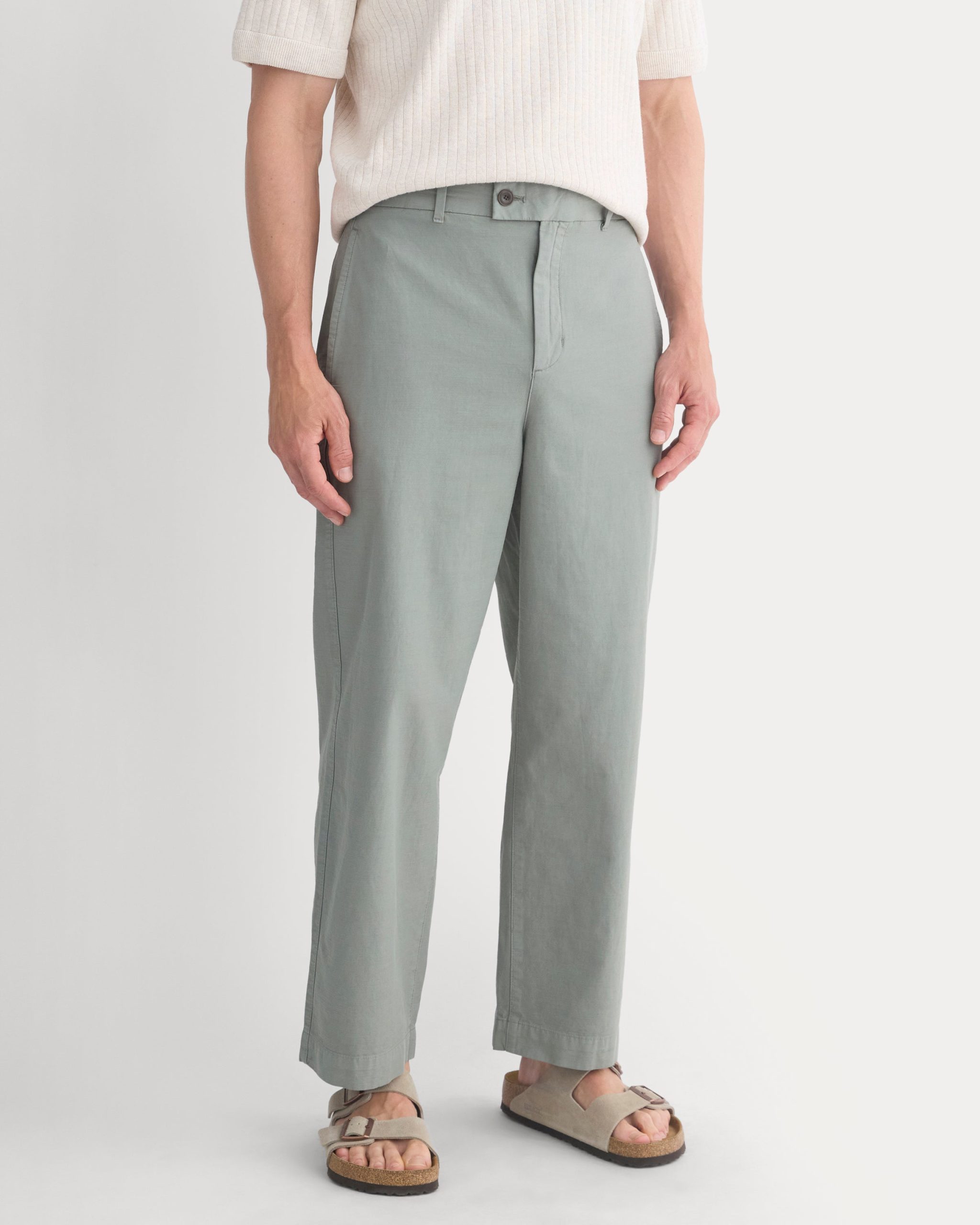 Cropped Slub Trouser | Agave Green - Image 3