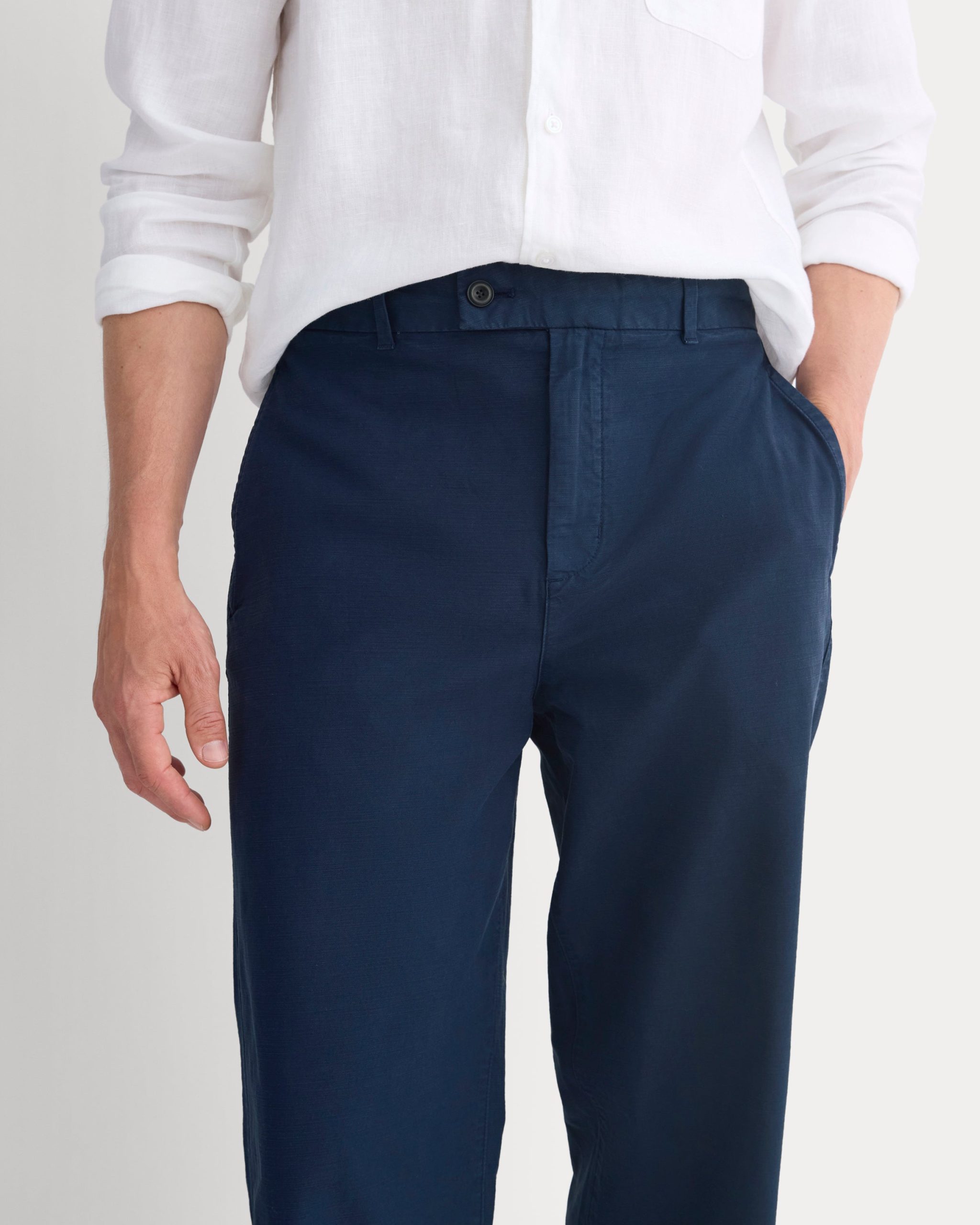 Cropped Slub Trouser | Deep Navy - Image 4
