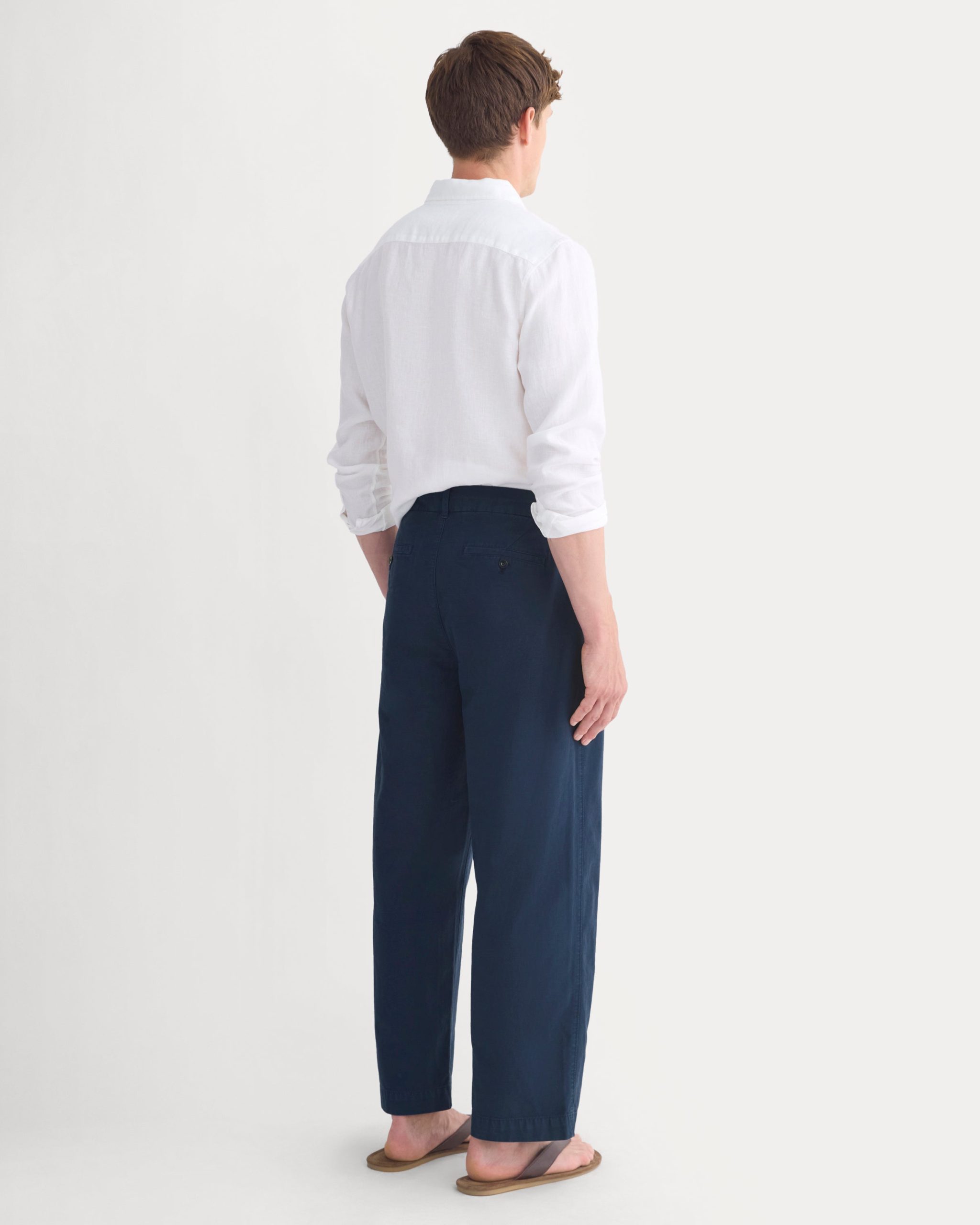 Cropped Slub Trouser | Deep Navy - Image 5