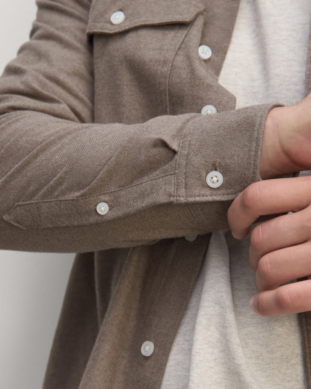 The Brushed Flannel Shirt | Taupe Melange - Image 5