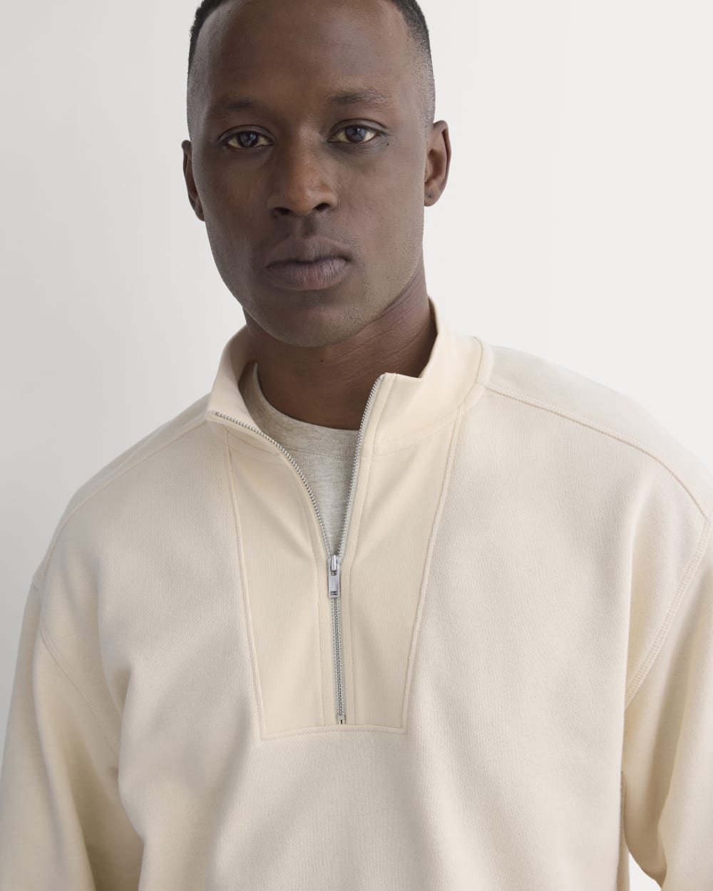 Lightweight Terry Zip Pullover | Parchment - Image 4