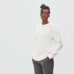 Alternative view of The Waffle Long-Sleeve Henley Tee | Off-White