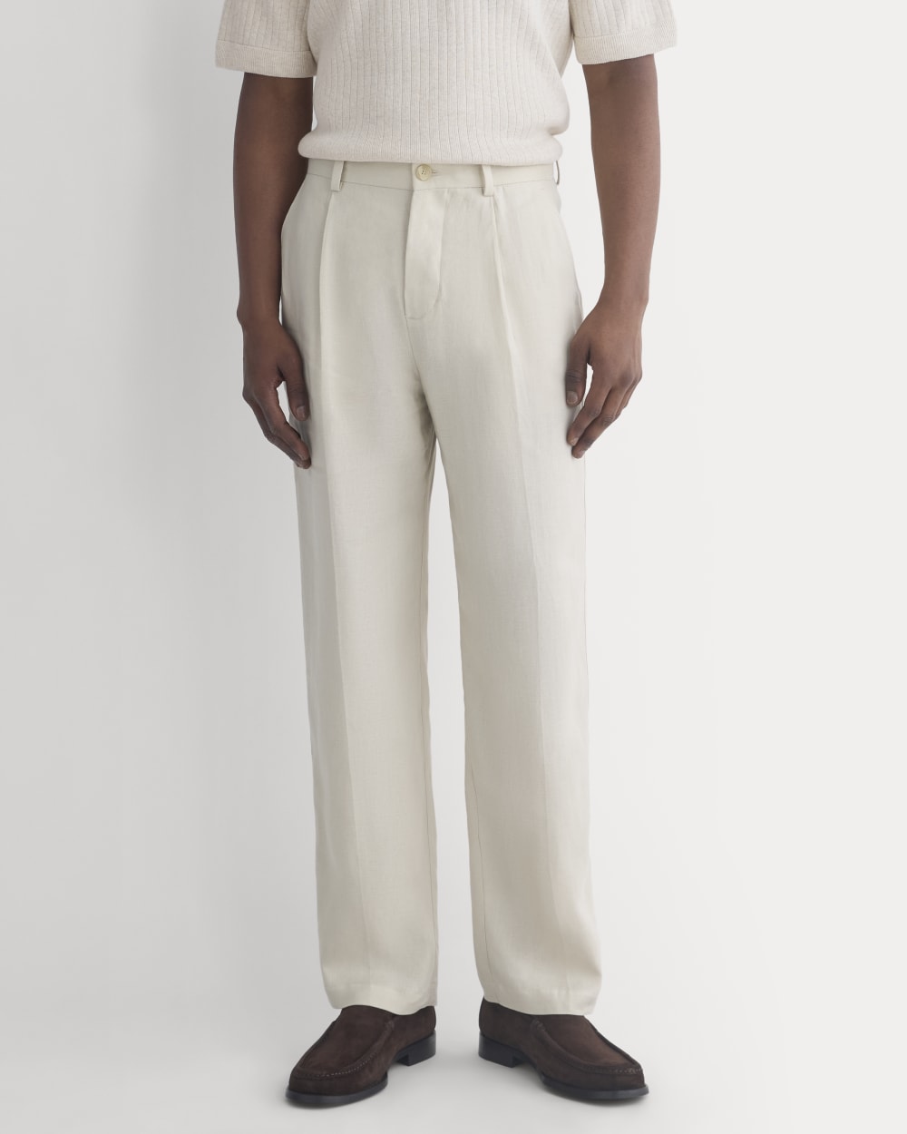 Soyeux Linen Pleated Trouser | Peyote - Image 3