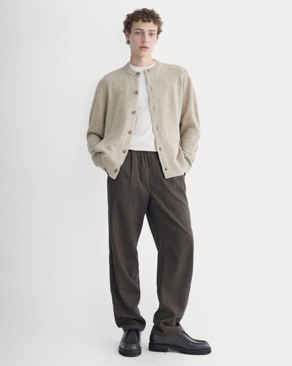 Luxe Merino Crew Cardigan | Heather Gravel - Image 5