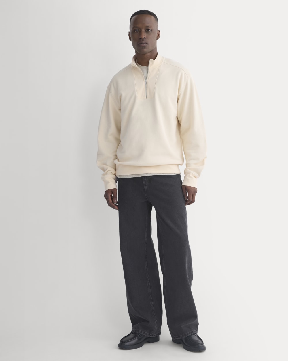 Lightweight Terry Zip Pullover | Parchment - Image 3