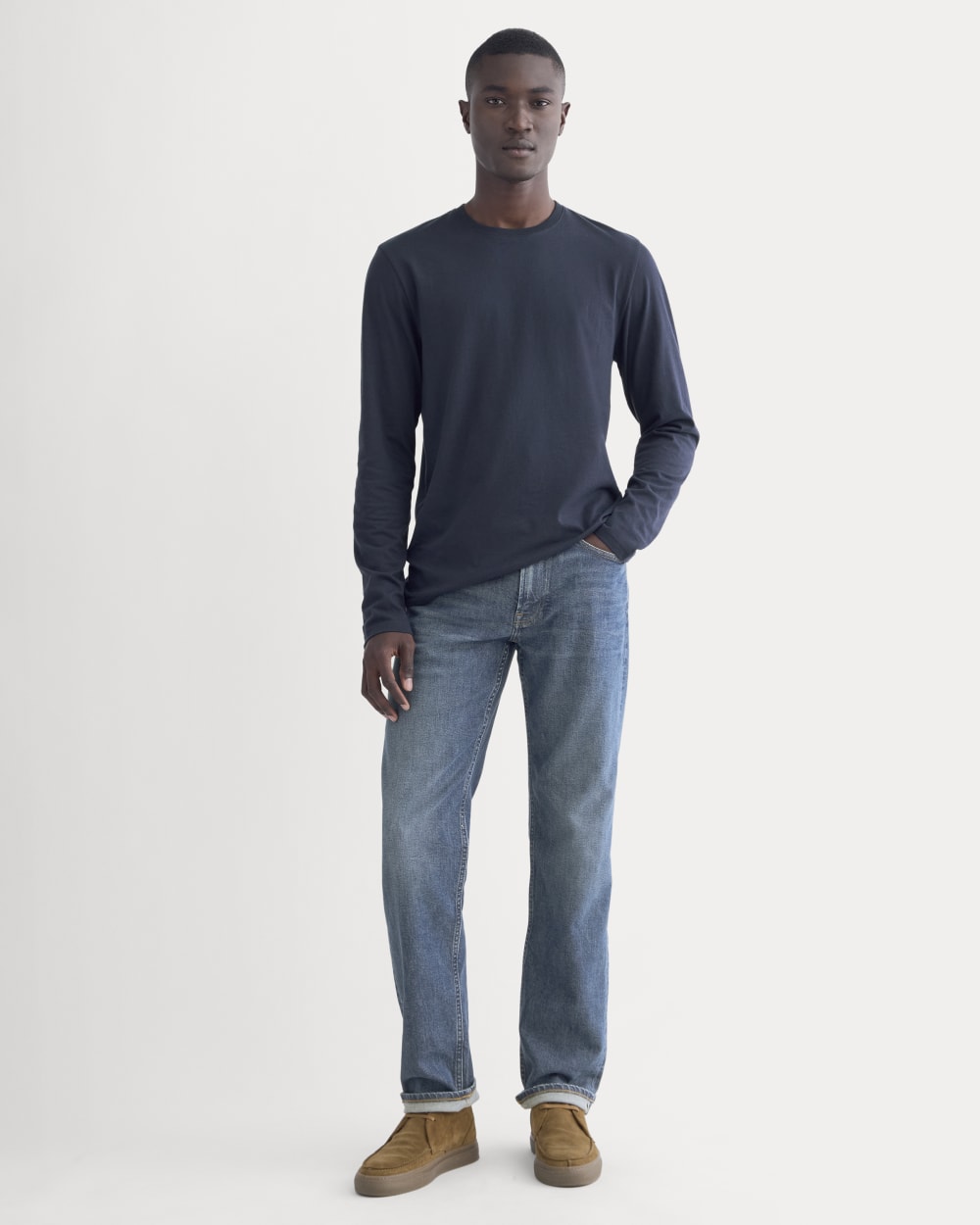 The Essential Organic Long-Sleeve Tee | Deep Navy - Image 3