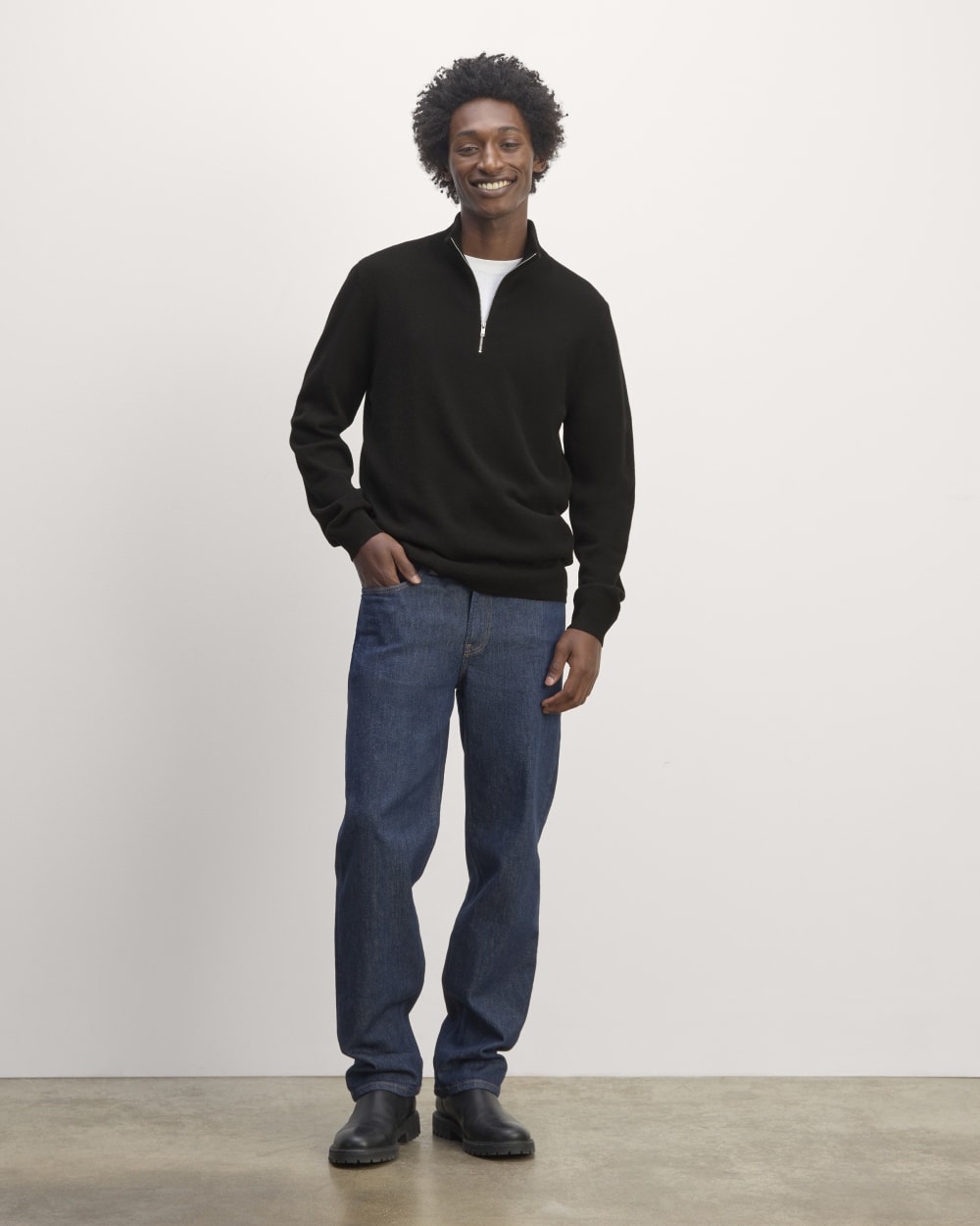 The Quarter-Zip in Cashmere | Black - Image 3