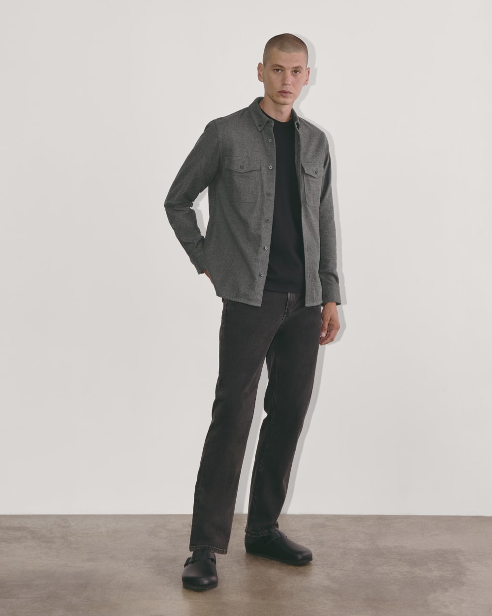 The Brushed Flannel Shirt | Heathered Graphite - Image 2