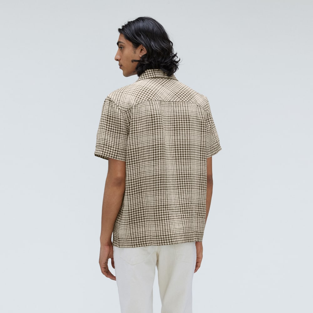 The Resort Shirt in Linen | Beech / Parchment Grid - Image 3