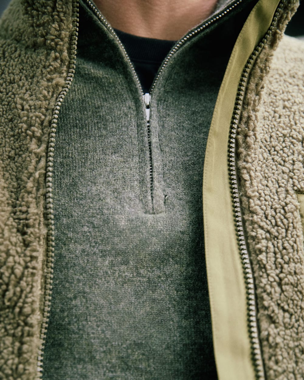 Cashmere Quarter Zip Sweater | Heathered Army Green - Image 7