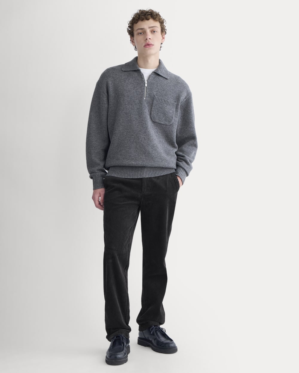 Luxe Merino Quarter-Zip Pullover | Heathered Charcoal - Image 3