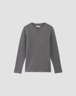 Alternative view of The Waffle Long-Sleeve Henley | Heathered Charcoal