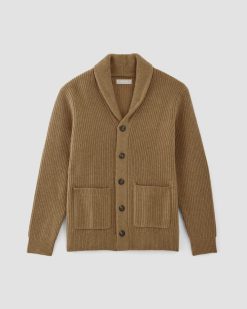 Alternative view of The Felted Merino Shawl Collar Cardigan | Deep Camel