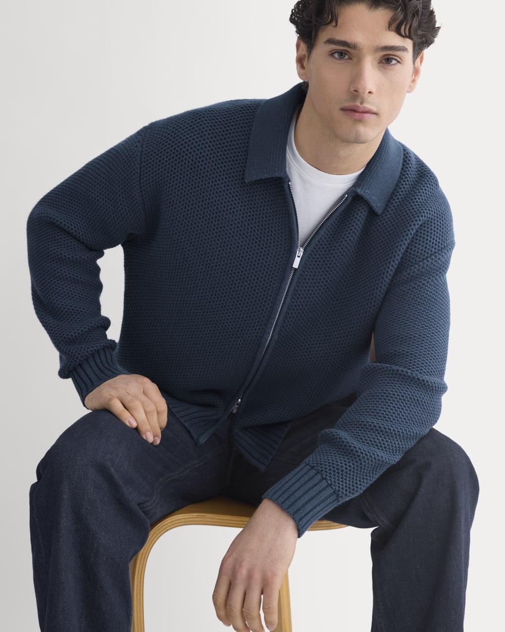 Honeycomb Sweater Jacket | Midnight Navy - Image 3