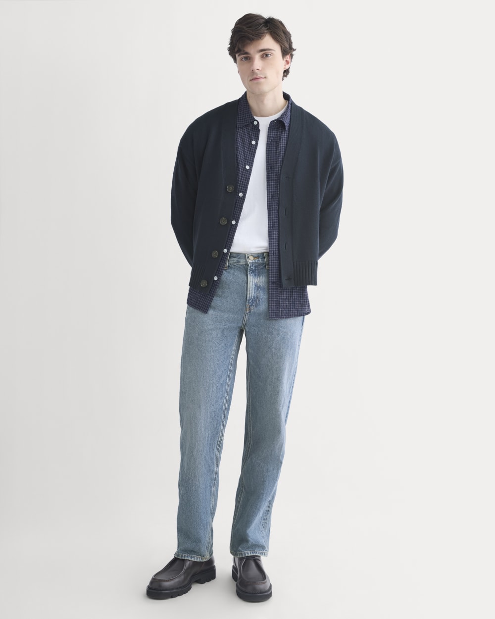 Cropped Cardigan in Everyday Cotton | Deep Navy - Image 3