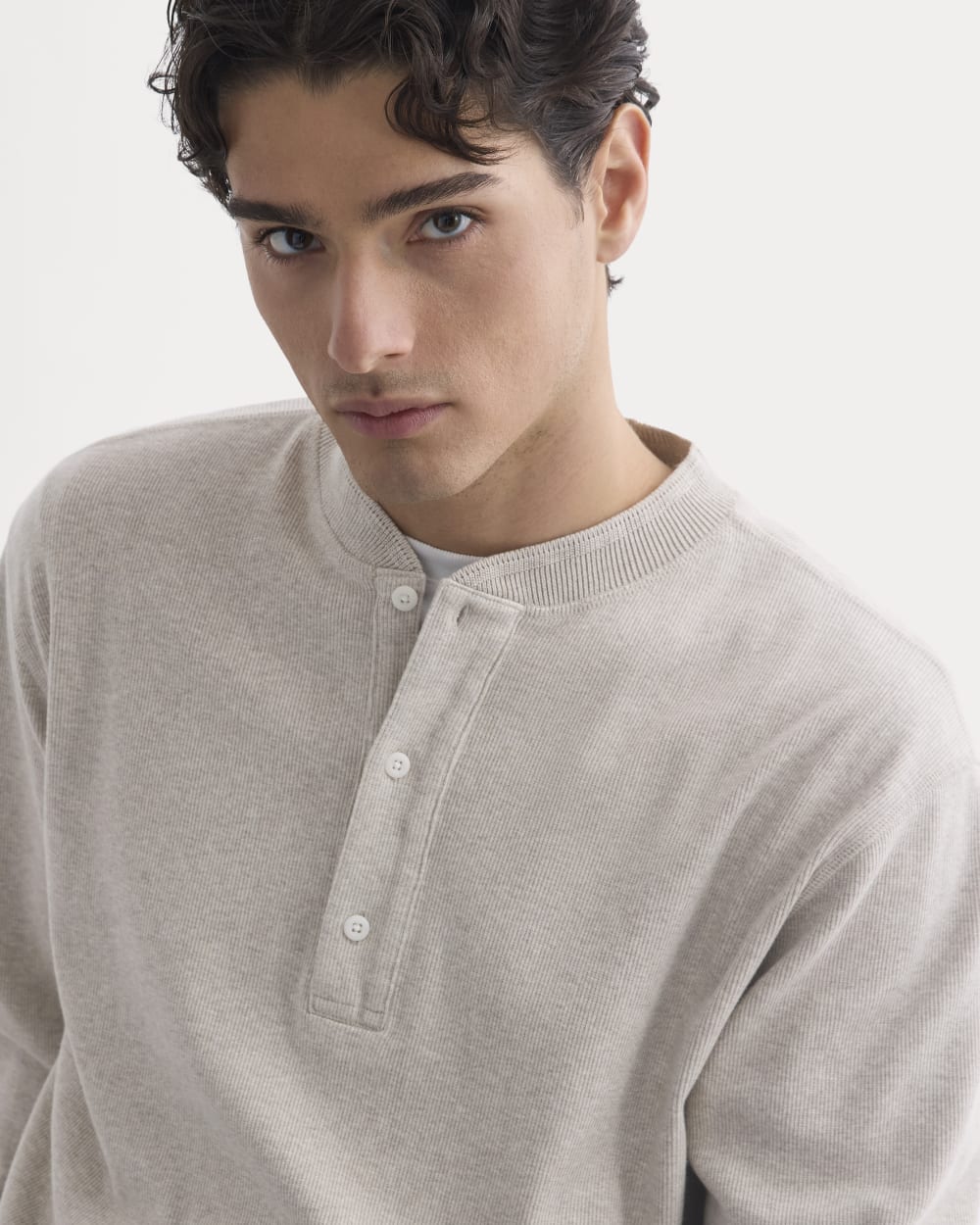 Vintage Rib Henley | Heathered Oatmeal - Image 3
