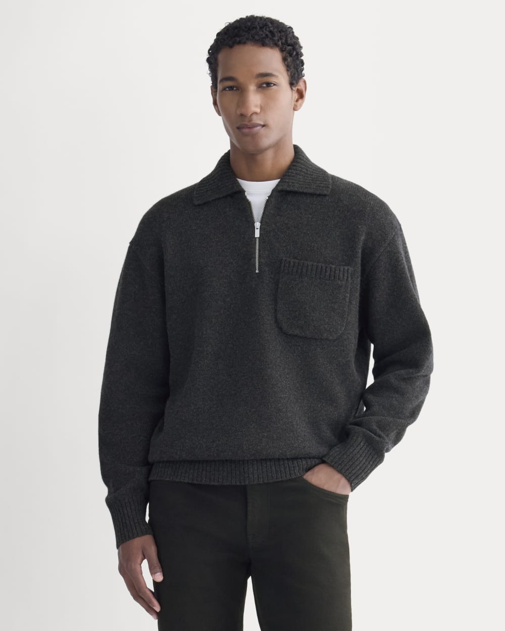 Luxe Merino Quarter-Zip Pullover | Heathered Black - Image 3