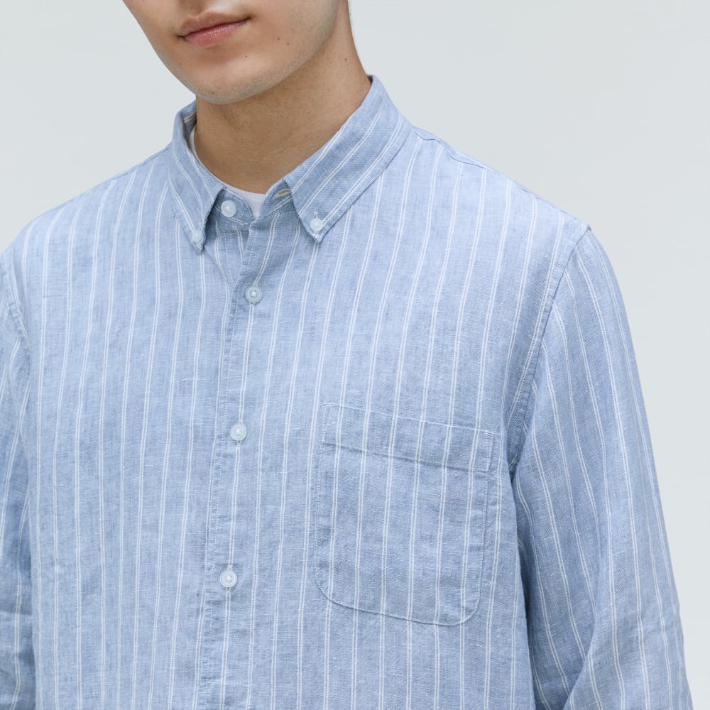 The Classic Shirt in Linen | White / Blue - Image 6